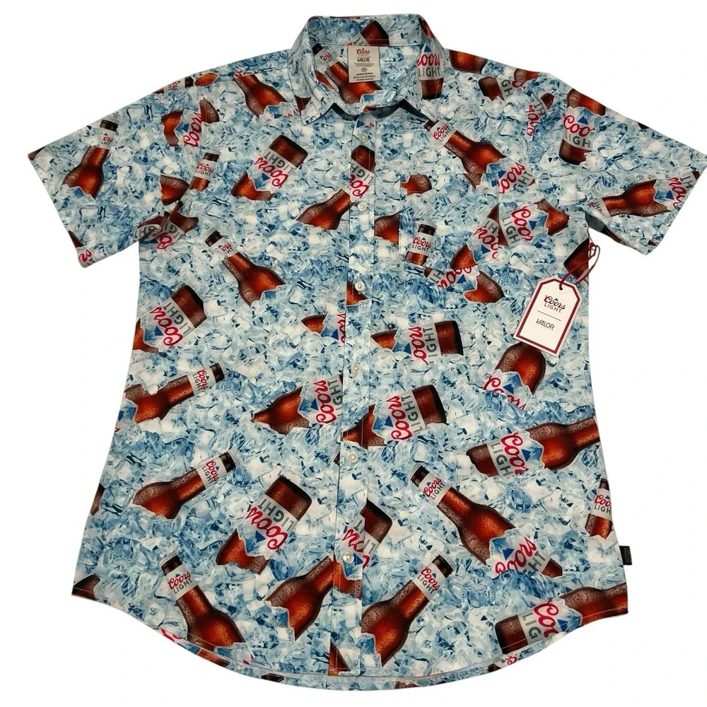 Coors Light Valor Collective Button Up Shirt Men's M Multicolor Short Sleeve NWT